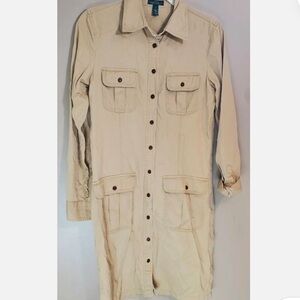 Lauren Ralph Lauren Tan 100% Cotton Button Down Jacket